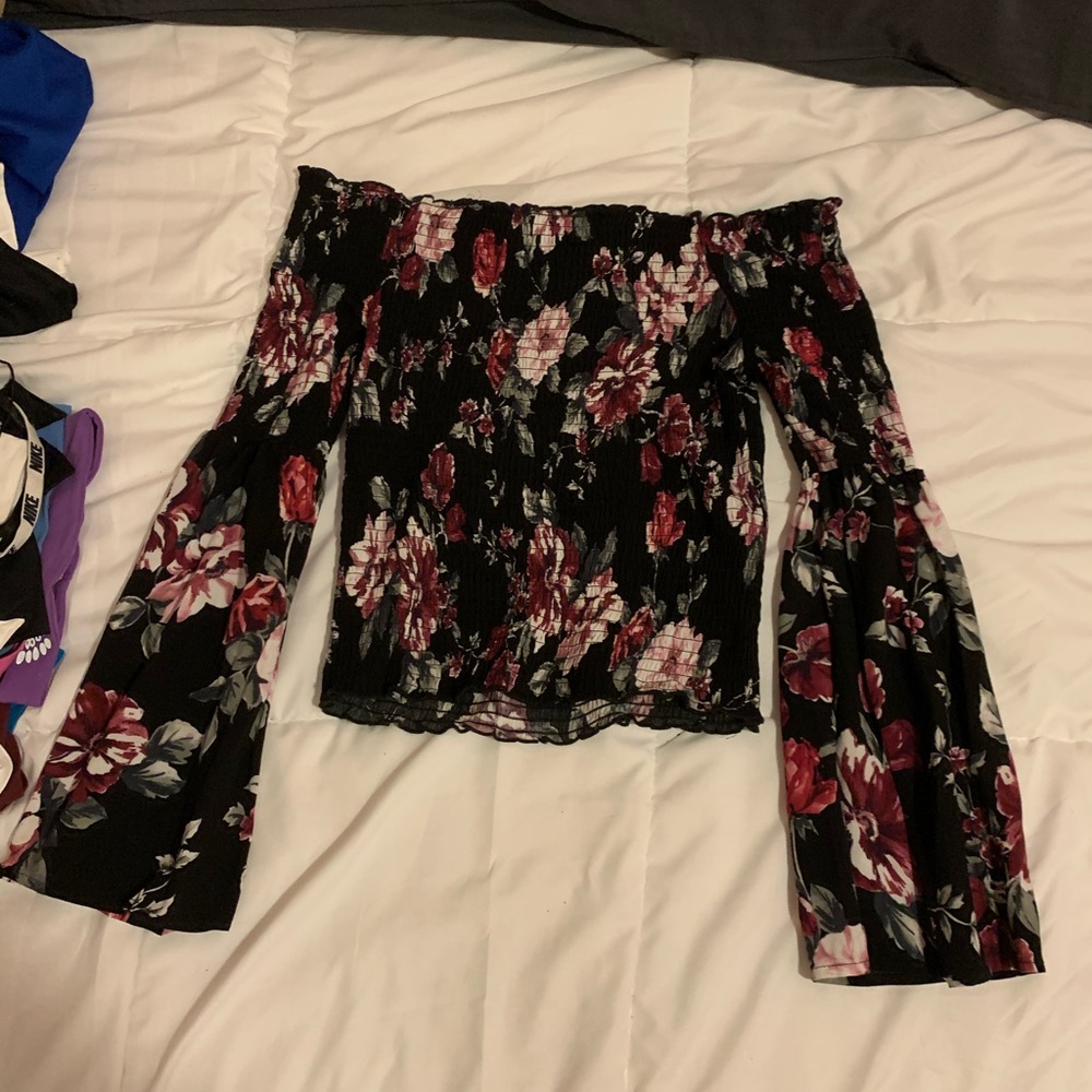 Off-the-Shoulder Floral Blouse